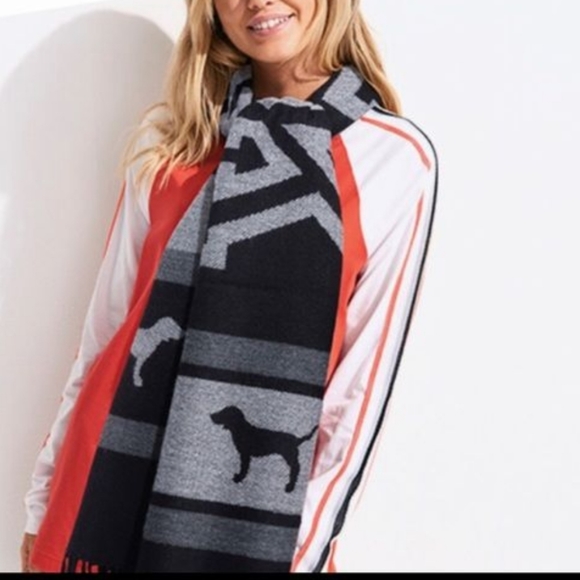 PINK Victoria's Secret Dog Logo Scarf Black Gray - Picture 2 of 8